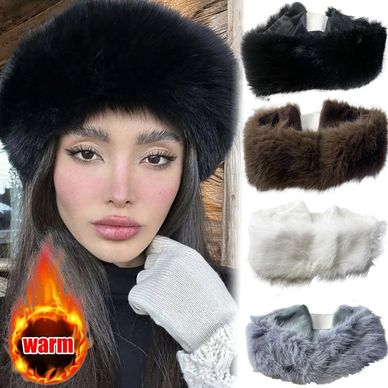 Fleece Ear Warmer Band - واسعة النطاق الفراء عقال الشتاء الدفء