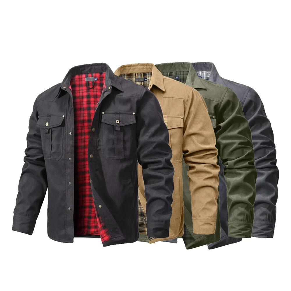 Flannel Shirt Lined - السترات الرجالية الربيع الفانيلا اصطف قميص