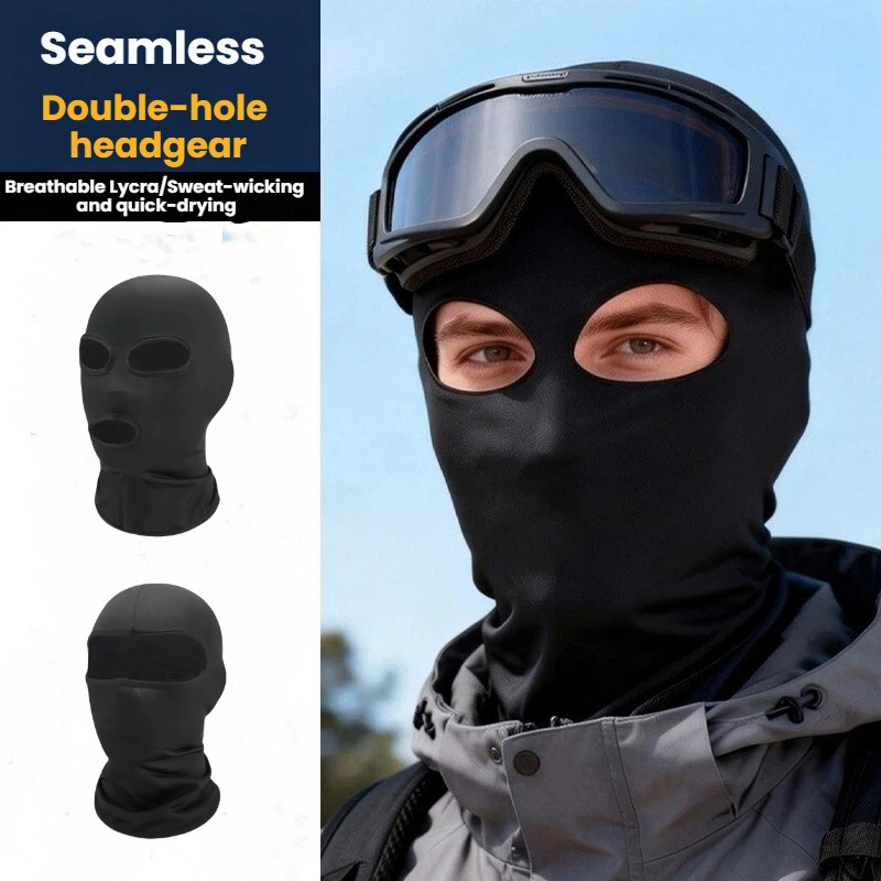 Balaclava Ski Mask - قبعة سوداء تغطي الوجه بالكامل بدون
