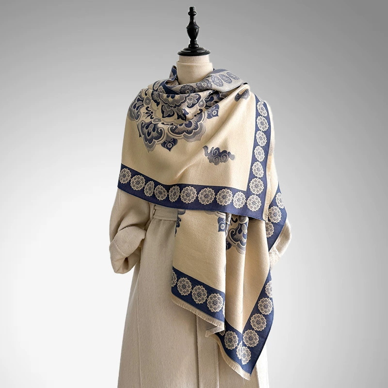 Cashmere Pashmina Wrap - المرأة الشتاء الفاخرة سميكة الدافئة الباشمينا
