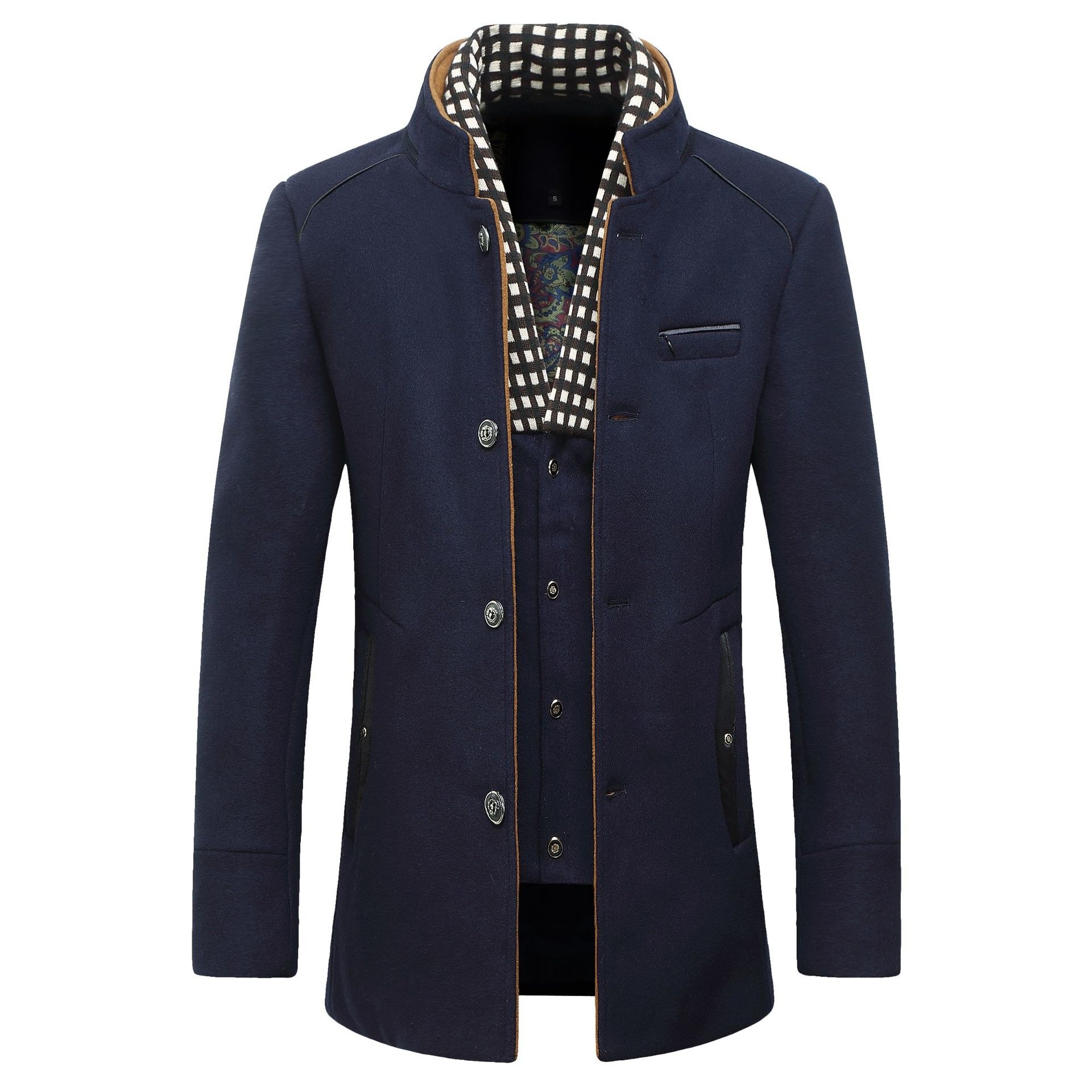Wool Coat Peacoat - سترة صوف عصرية للرجال كلاسيكية مزدوجة