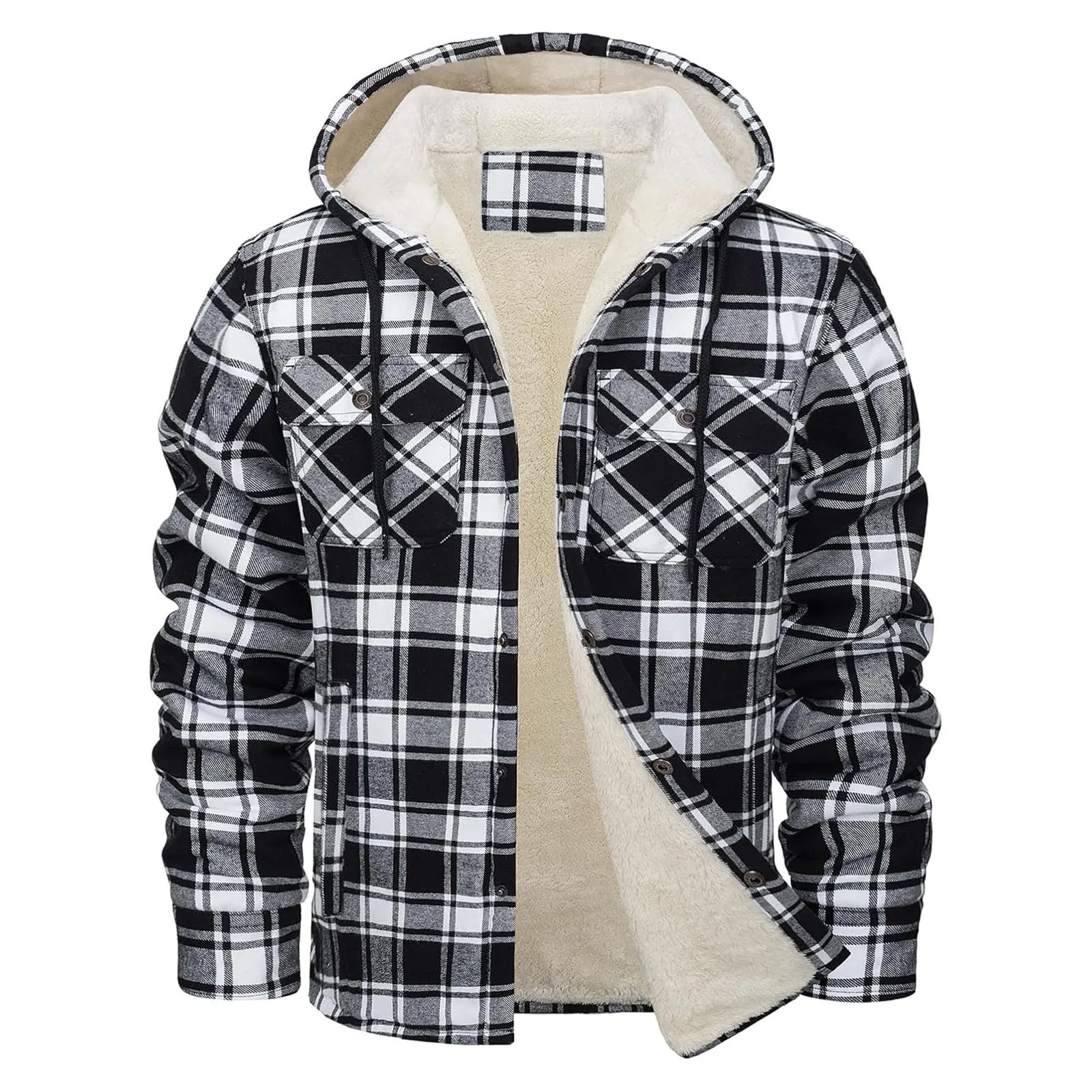 Flannel Shirt Lined - سميكة الدافئة الفانيلا مقنعين سترة رجالي