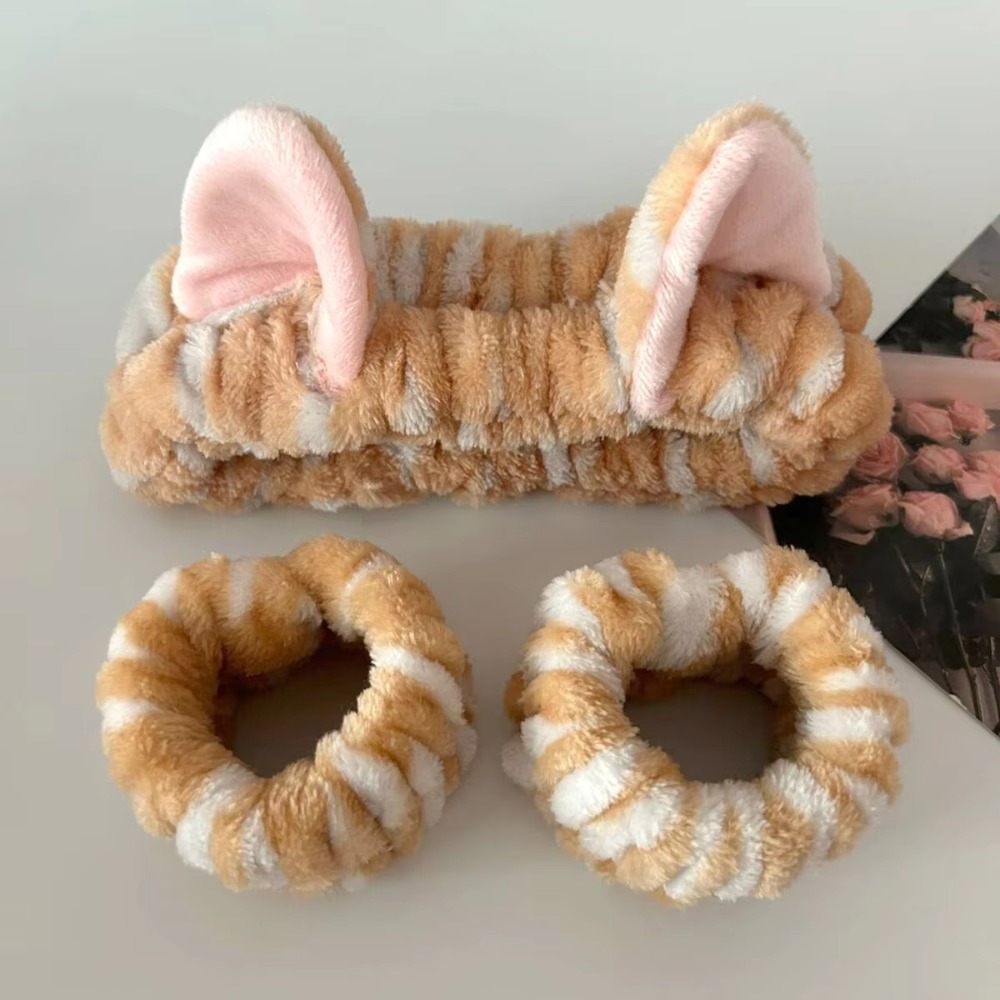 Winter Headband Fleece - 3 قطعة/المجموعة ليوبارد طباعة لطيف القط