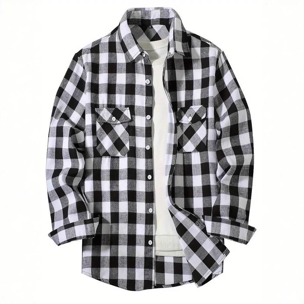 Flannel Shirt Lined - قميص رجالي مبطن بالشيربا من الفلانيل،