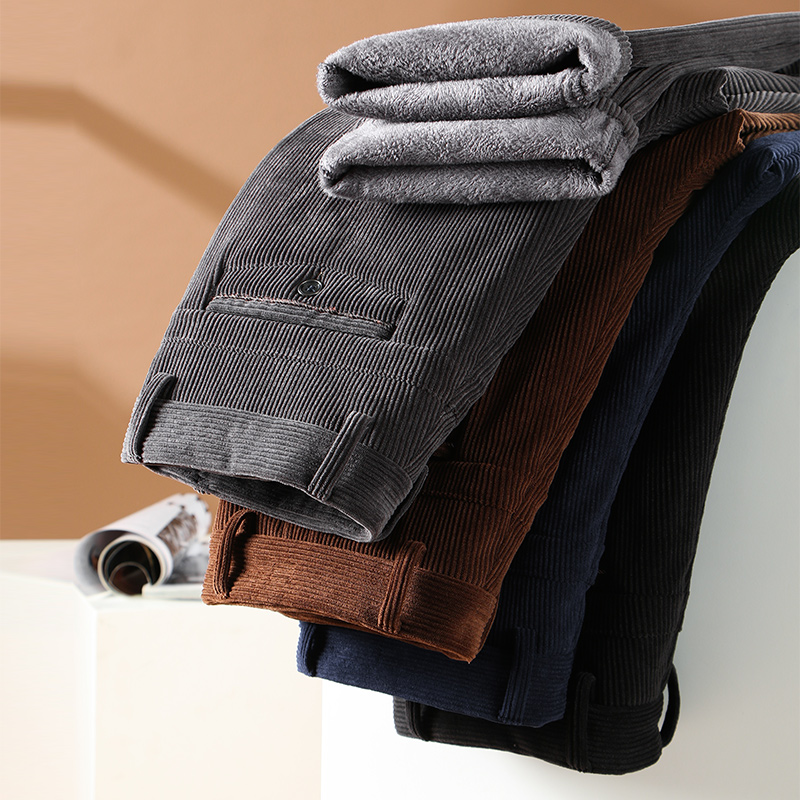 Corduroy Pant Warm - الشتاء الرجال الصوف سروال قصير الأعمال