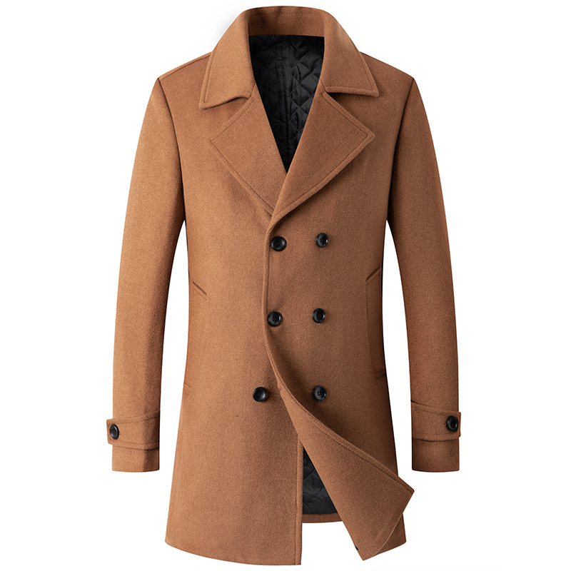Wool Coat Peacoat - مزدوجة الصدر معطف الرجال Peacoat الصوف