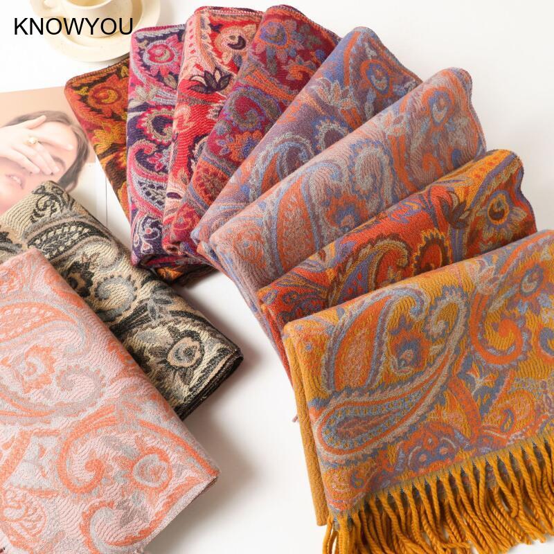 Cashmere Pashmina Wrap - عكسها الجاكار الدافئة الكشمير مزيج سيدة