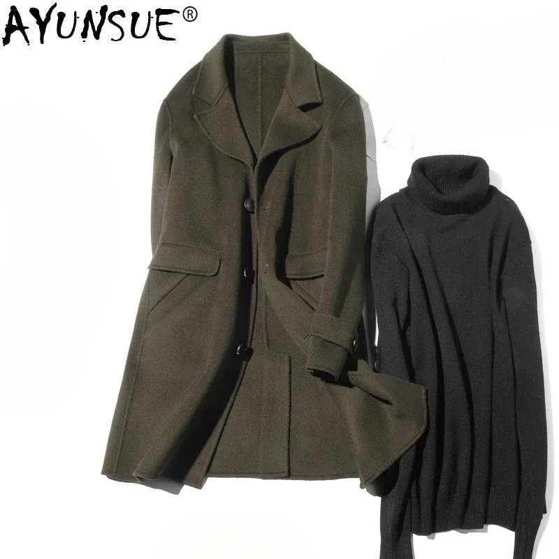 AYUNSUE 100% معطف الصوف الرجال - مراجعة Wool Coat Peacoat وسعره
