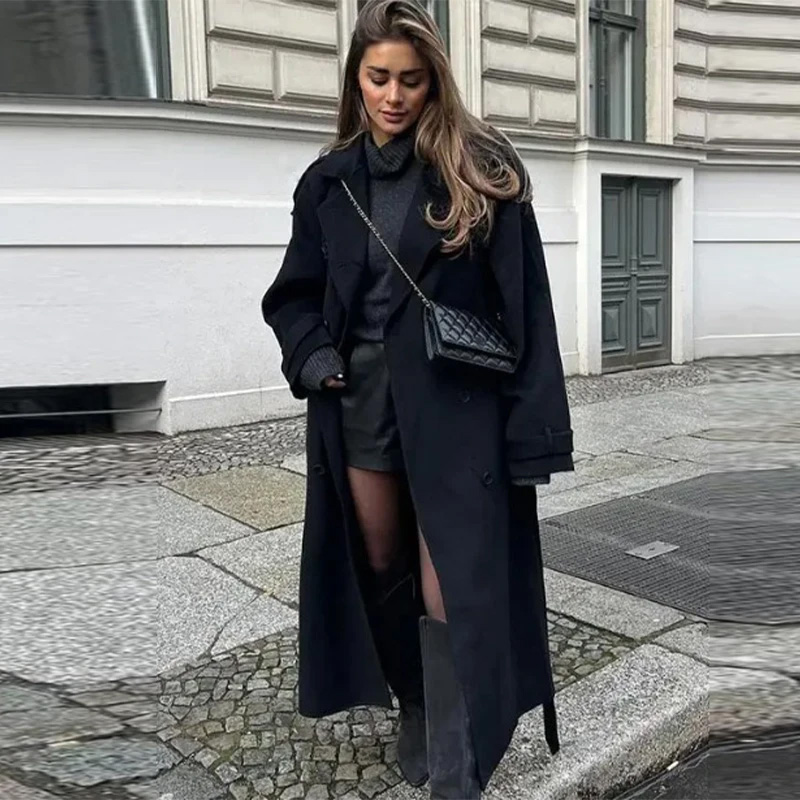 معطف أنيق بحزام رمادي طويل من  - مراجعة Wool Coat Peacoat وسعره