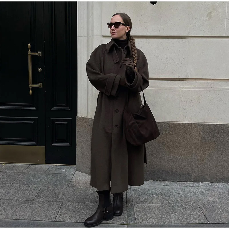 معطف أنيق بحزام رمادي طويل من  - مراجعة Wool Coat Peacoat وسعره