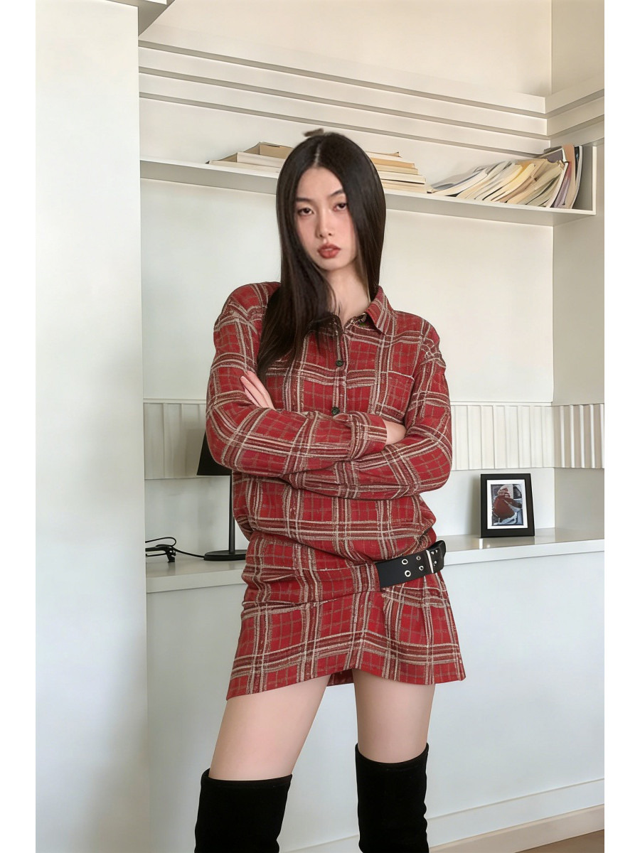 فستان قميص من الفلانيل بنقشة ا - مراجعة Flannel Shirt Lined وسعره
