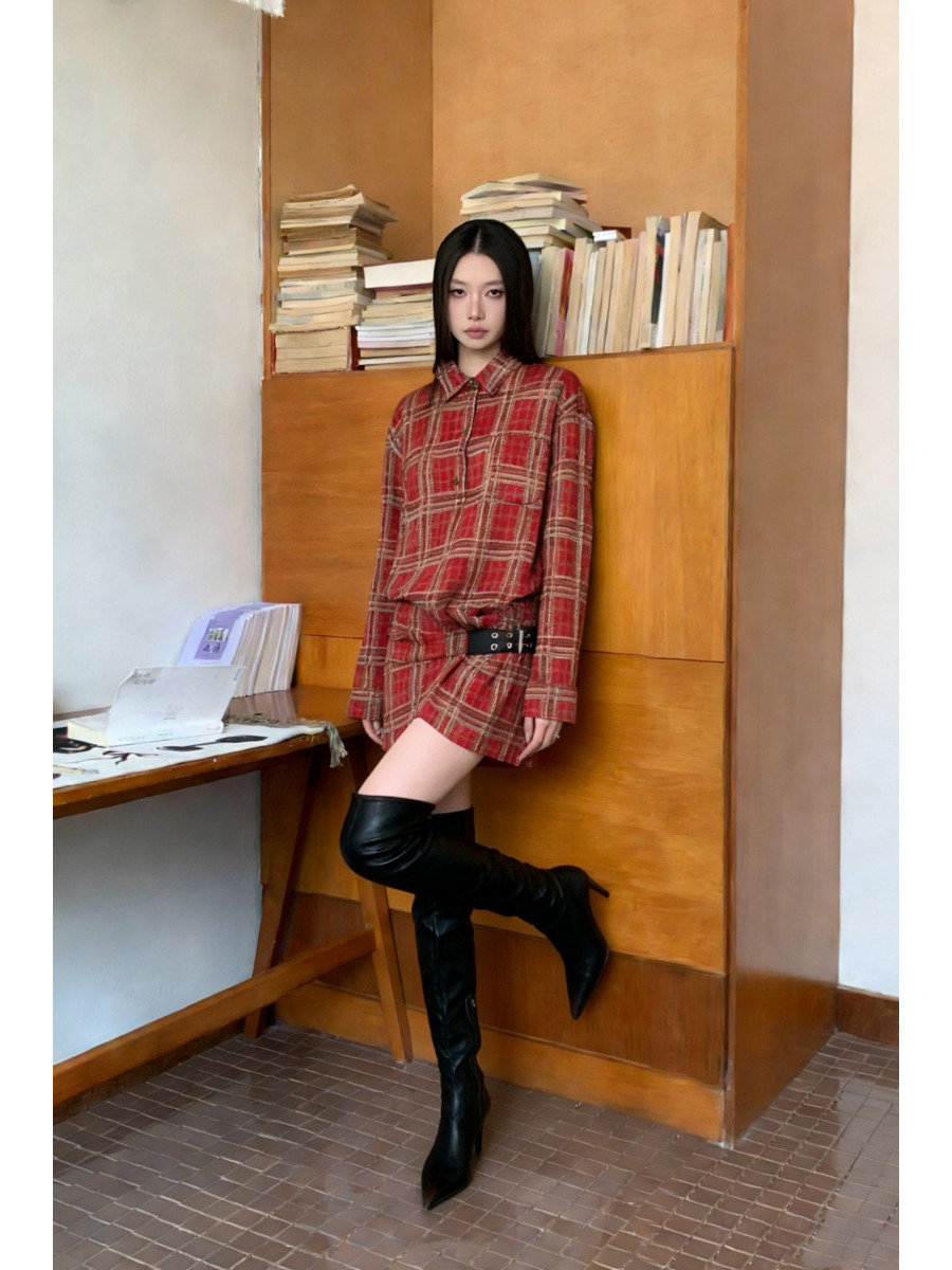 فستان قميص من الفلانيل بنقشة ا - مراجعة Flannel Shirt Lined وسعره