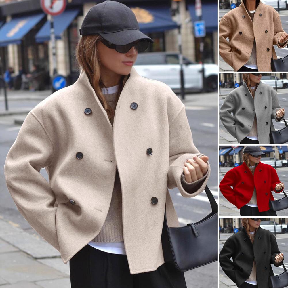 معطف نسائي شتوي قصير من الصوف  - مراجعة Wool Coat Peacoat وسعره