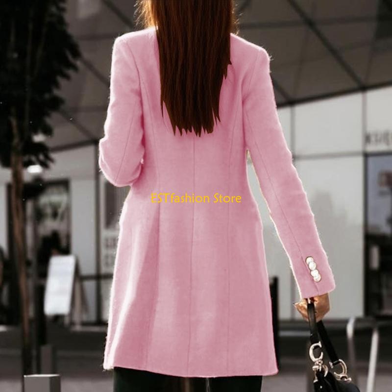 معاطف Y5GC النسائية للخريف وال - مراجعة Wool Coat Peacoat وسعره
