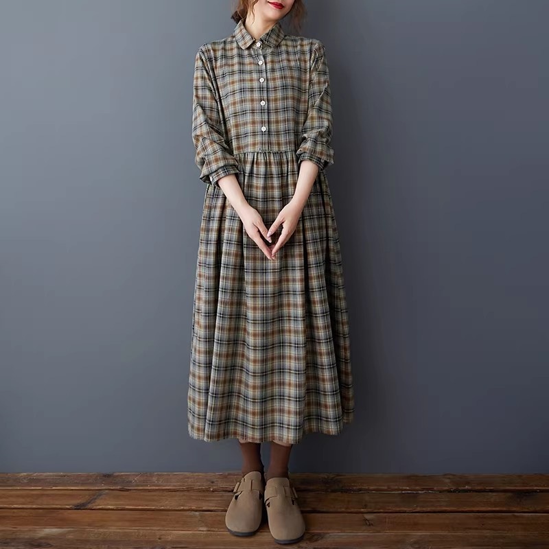 فستان قميص كوري فضفاض بنقشة مر - مراجعة Flannel Shirt Lined وسعره