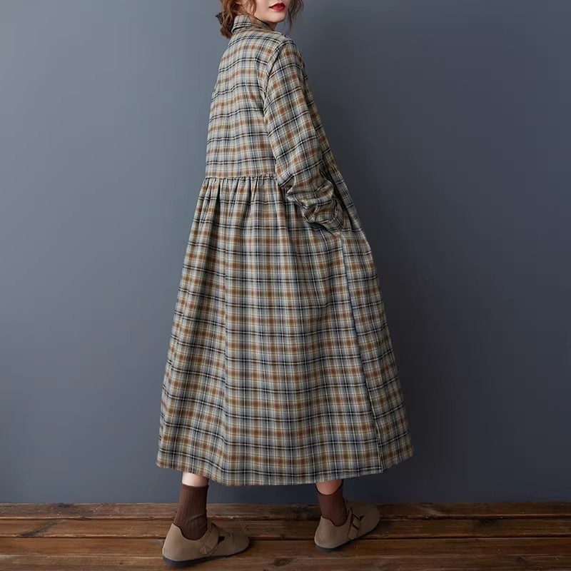فستان قميص كوري فضفاض بنقشة مر - مراجعة Flannel Shirt Lined وسعره