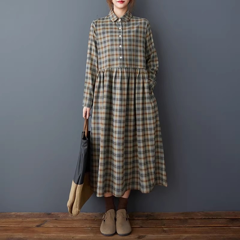 فستان قميص كوري فضفاض بنقشة مر - مراجعة Flannel Shirt Lined وسعره