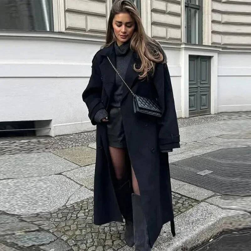معطف نسائي طويل أنيق من الصوف  - مراجعة Wool Coat Peacoat وسعره